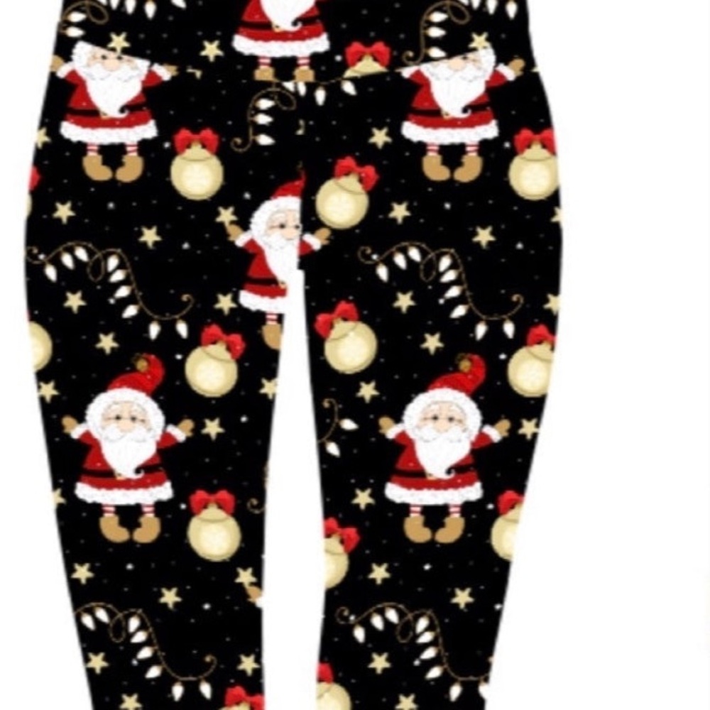 Santa Print- Regular One Size Leggings- Fits Size 2-14